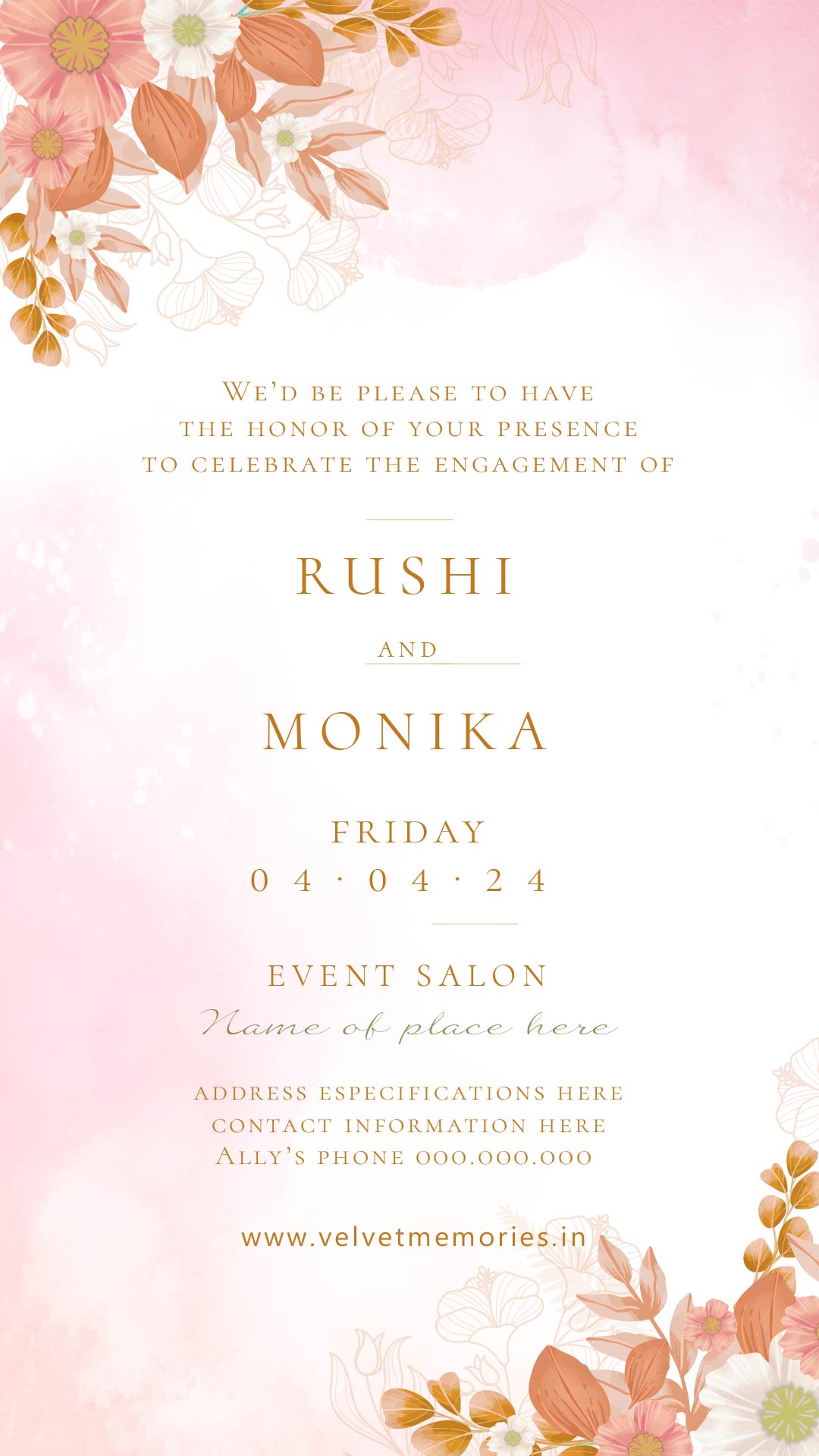 Elegant Floral Wedding Invitation Card