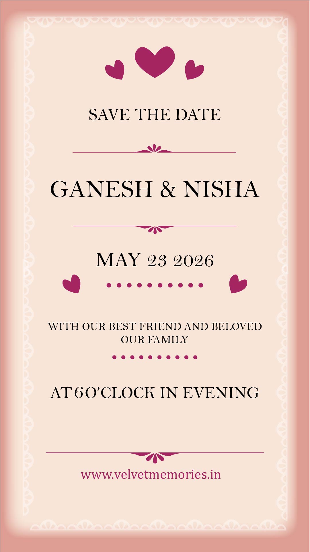 Romantic Heart Save The Date Wedding Invitation Card