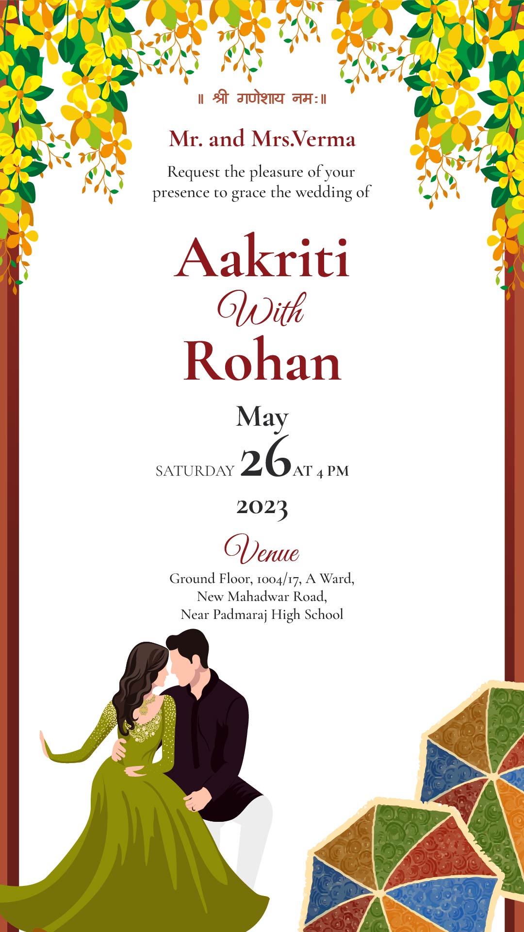 Floral Traditional Wedding Invitation Card