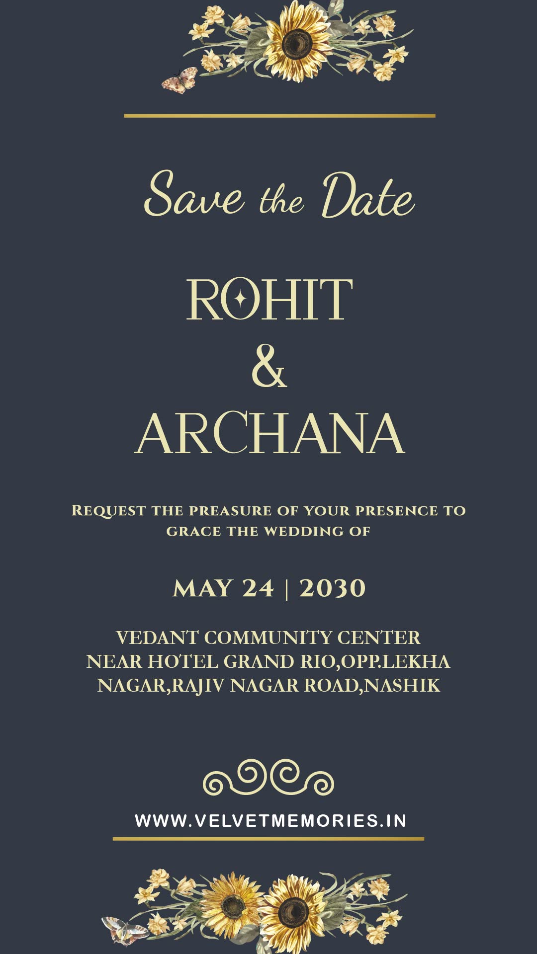 Elegant Floral Wedding Invitation Card